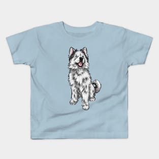 Cute Siberian Husky Dog | Long Hair/ Woolen Coat Kids T-Shirt